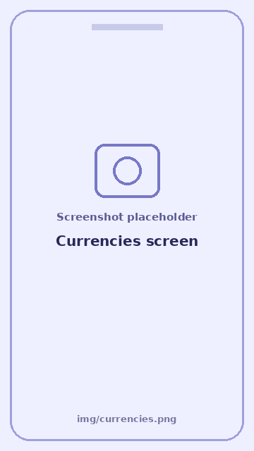 Screenshot: Currencies screen