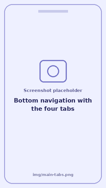 Screenshot: Bottom navigation with the four tabs