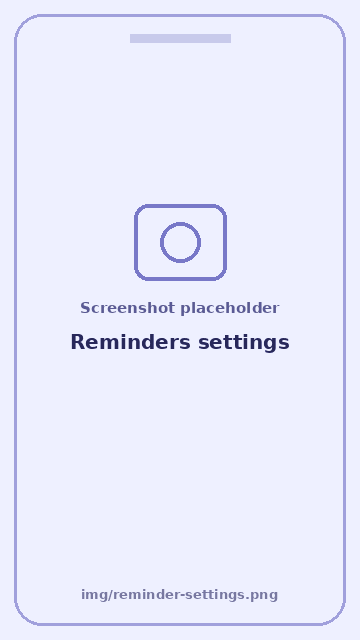 Screenshot: Reminders settings